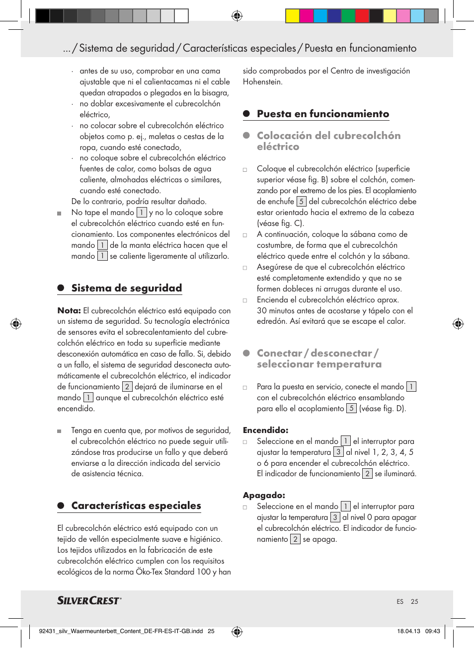 Sistema de seguridad, Características especiales, Conectar / desconectar / seleccionar temperatura | Silvercrest SWUB 85 B2 User Manual | Page 25 / 45