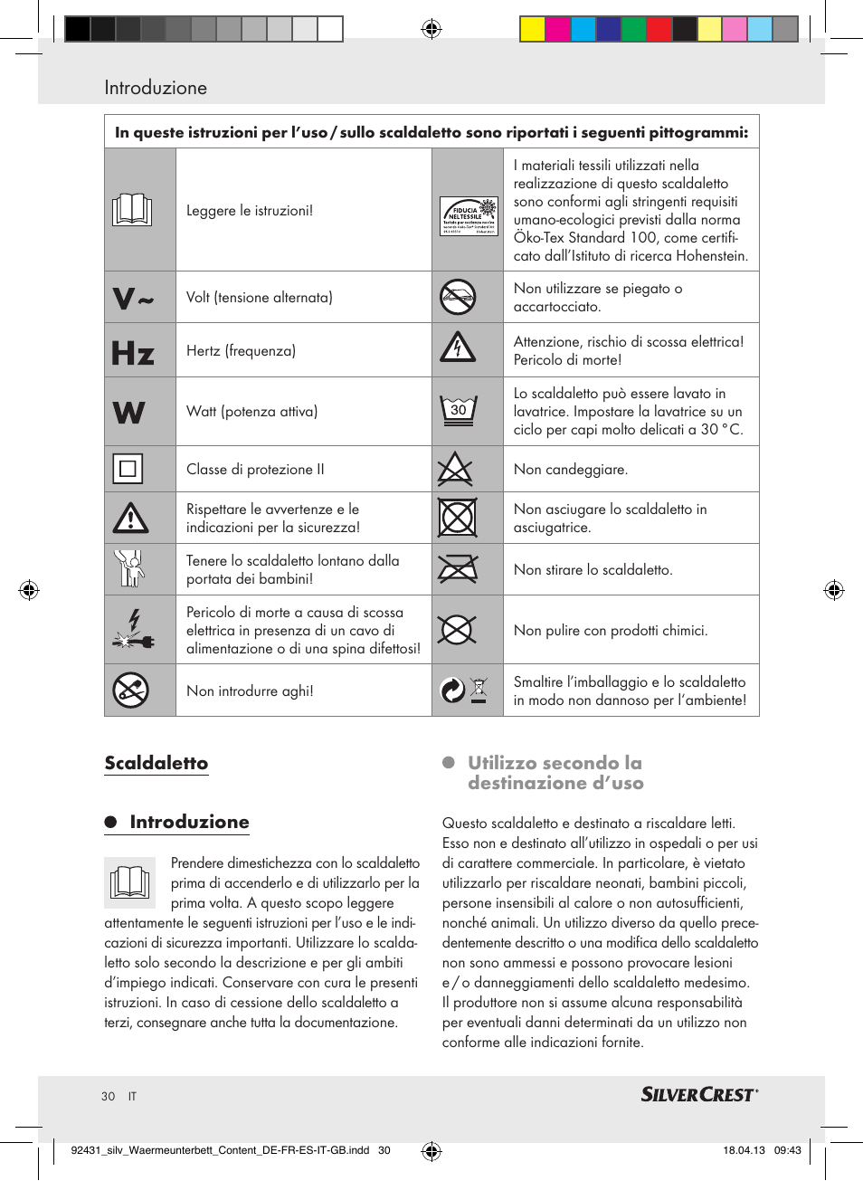 Introduzione, Scaldaletto introduzione, Utilizzo secondo la destinazione d’uso | Silvercrest SWUB 85 B2 User Manual | Page 30 / 45