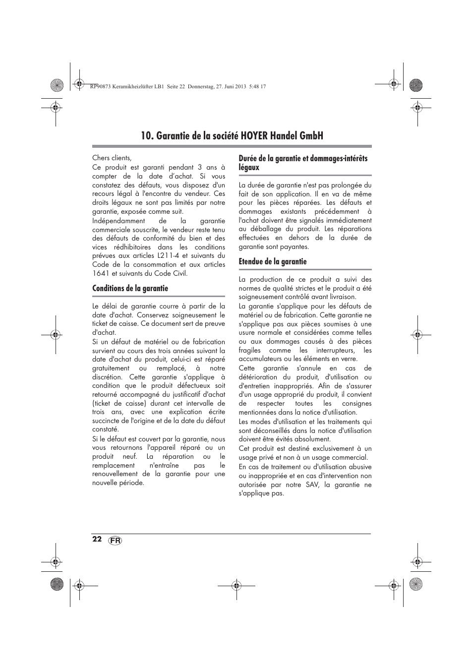 Garantie de la société hoyer handel gmbh | Silvercrest SKHD 1800 A1 User Manual | Page 24 / 58