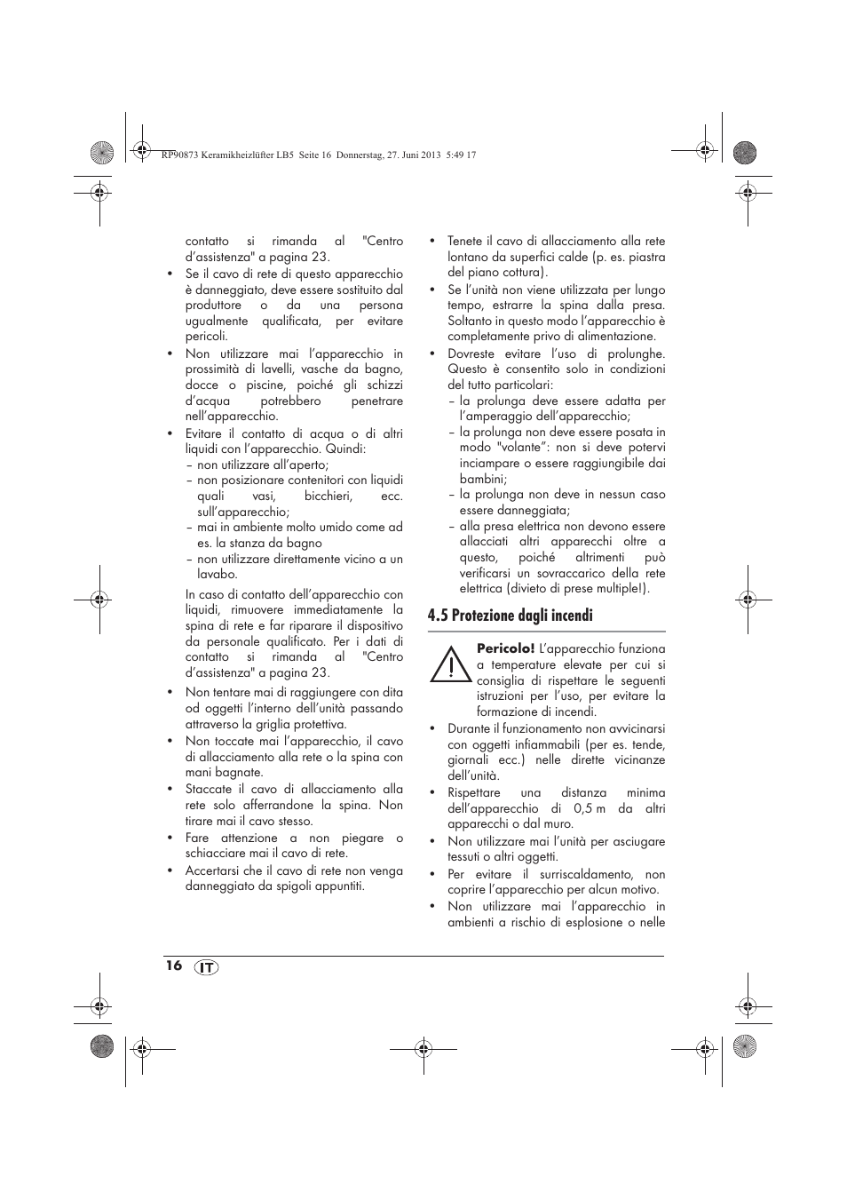 5 protezione dagli incendi | Silvercrest SKHD 1800 A1 User Manual | Page 18 / 58