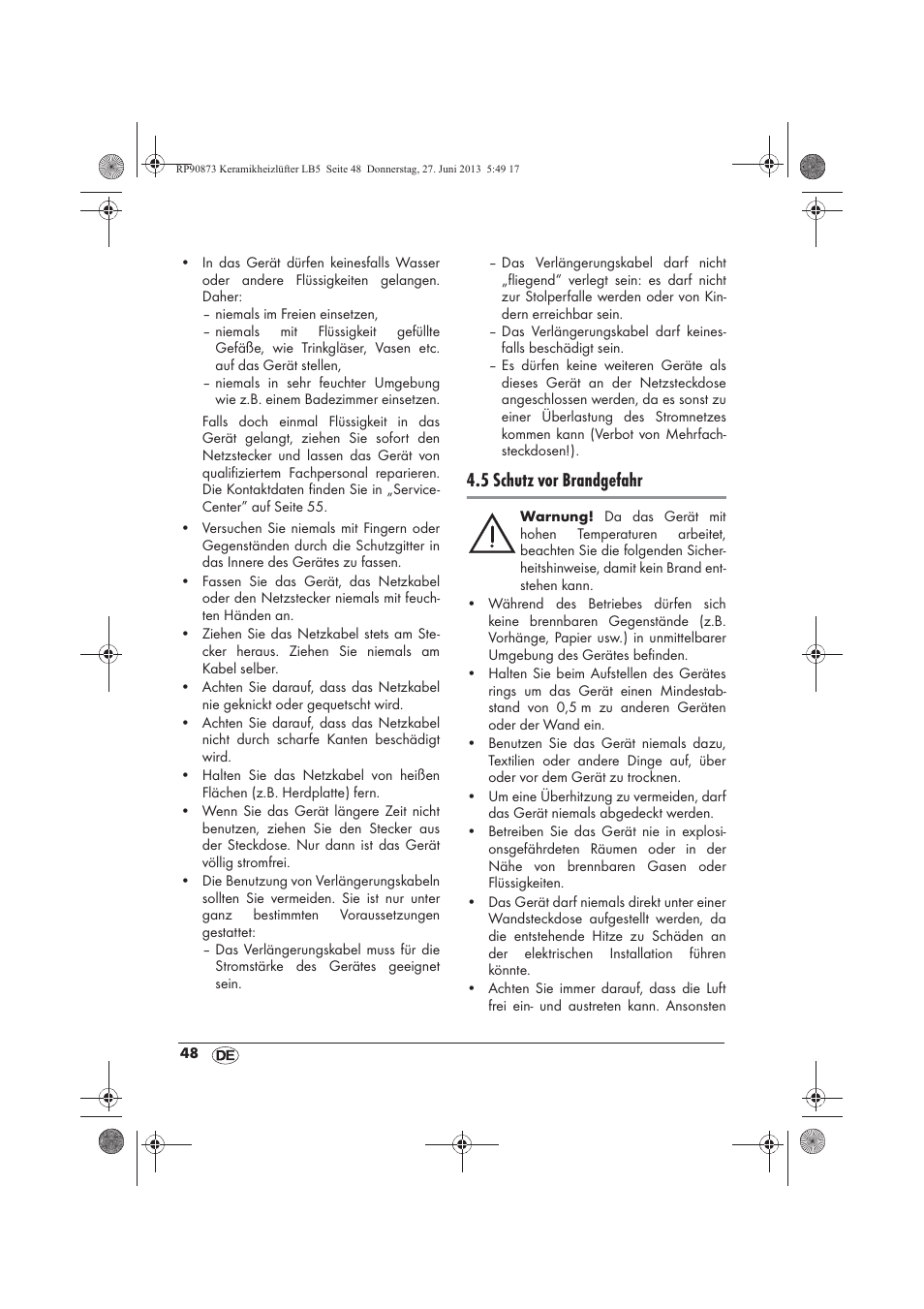 5 schutz vor brandgefahr | Silvercrest SKHD 1800 A1 User Manual | Page 50 / 58