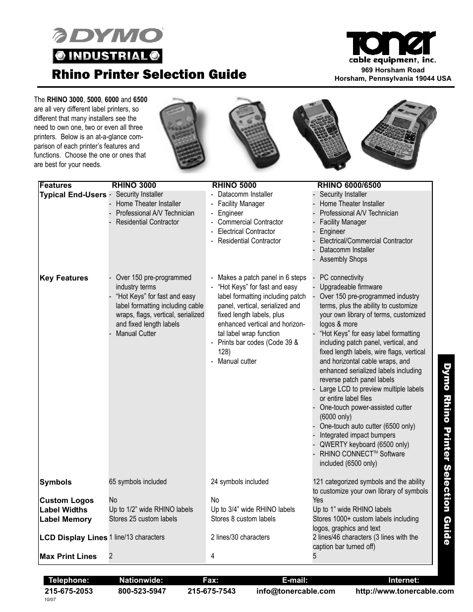 Dymo RHINO 3000 User Manual | 2 pages