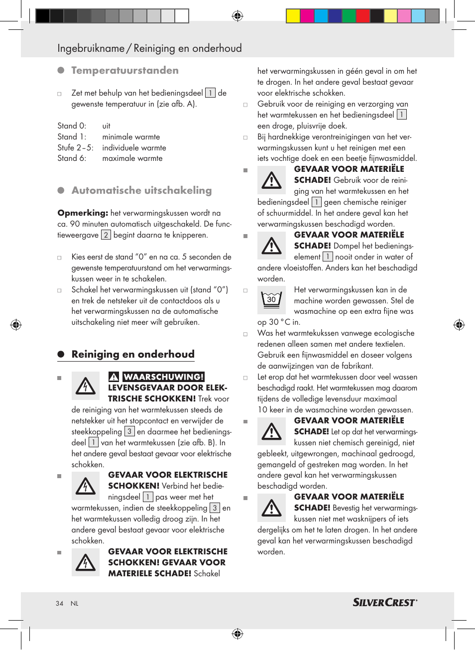 Ingebruikname / reiniging en onderhoud, Temperatuurstanden, Automatische uitschakeling | Reiniging en onderhoud | Silvercrest SHK 100 C3 User Manual | Page 33 / 44