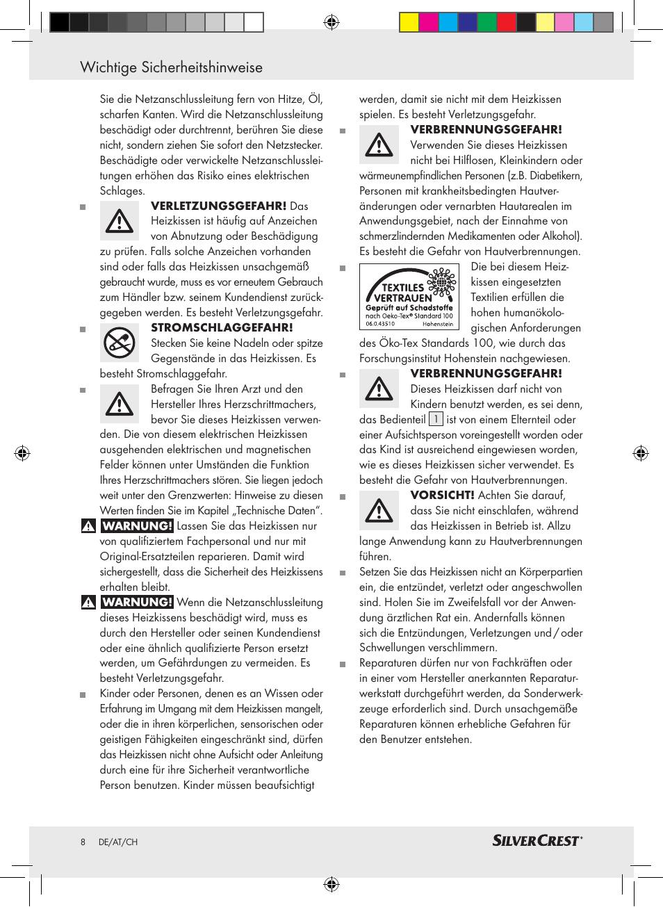 Wichtige sicherheitshinweise | Silvercrest SHK 100 C3 User Manual | Page 7 / 44