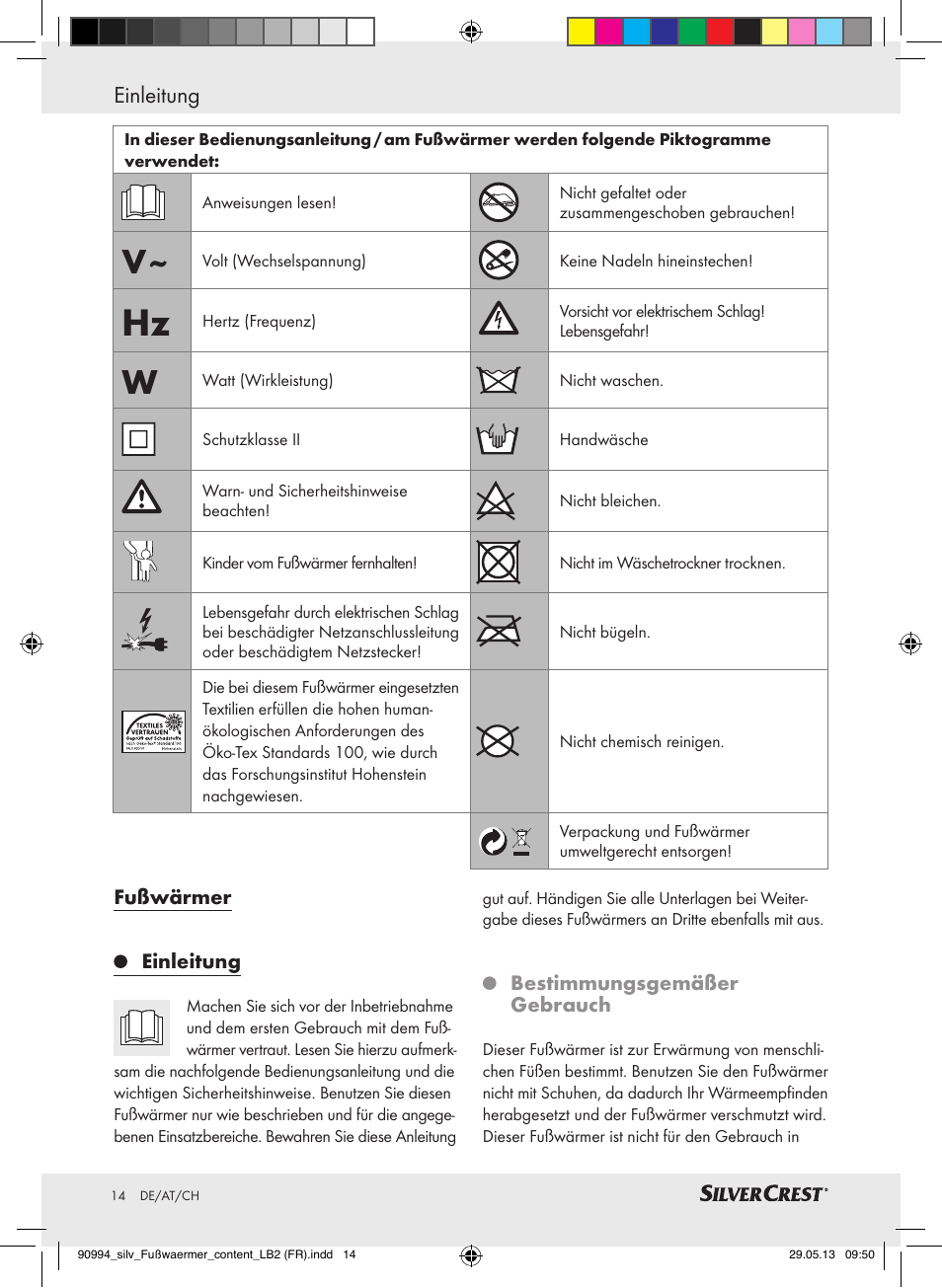 Einleitung | Silvercrest SFW 100 B2 User Manual | Page 14 / 29