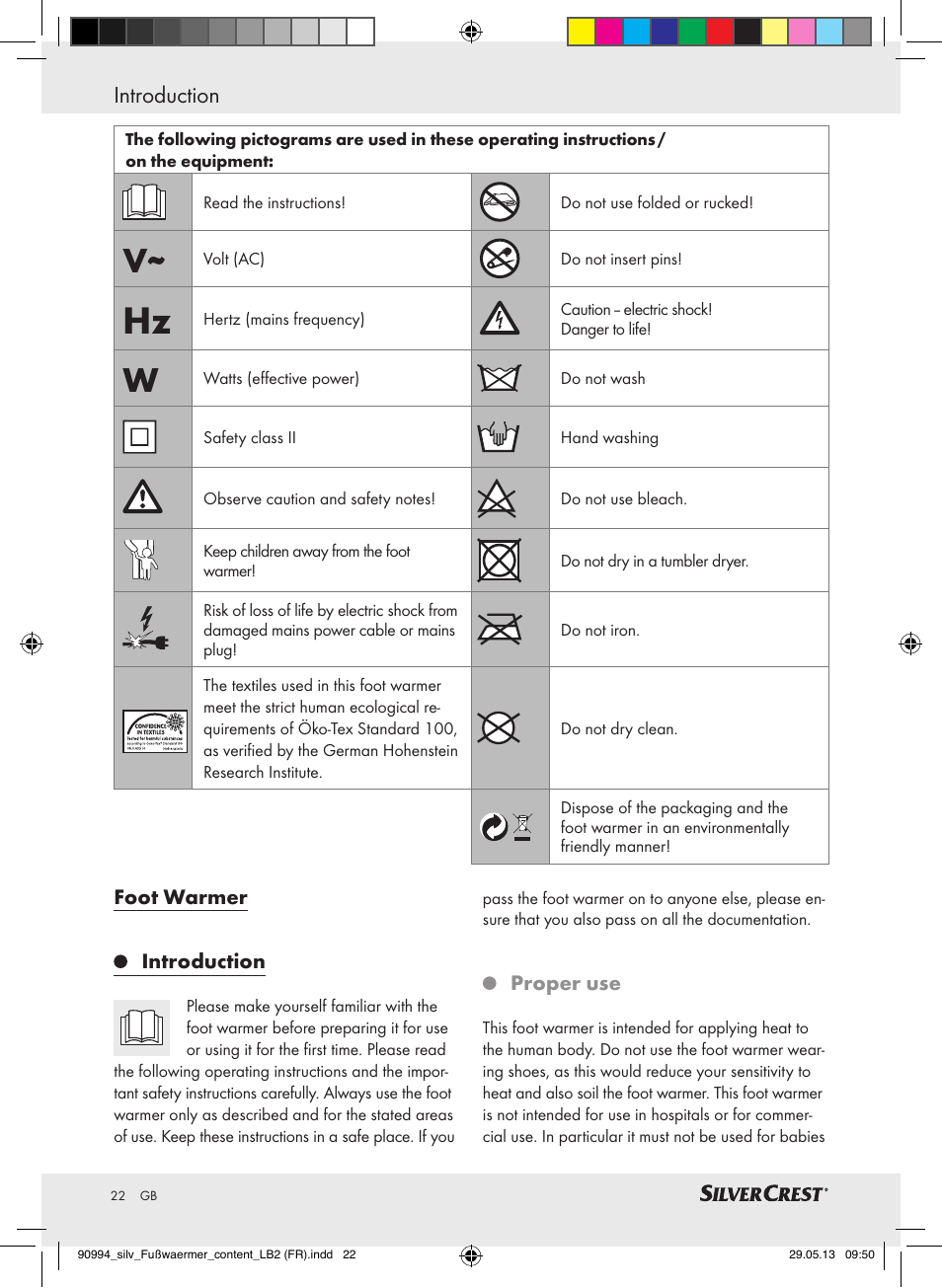 Introduction | Silvercrest SFW 100 B2 User Manual | Page 22 / 29