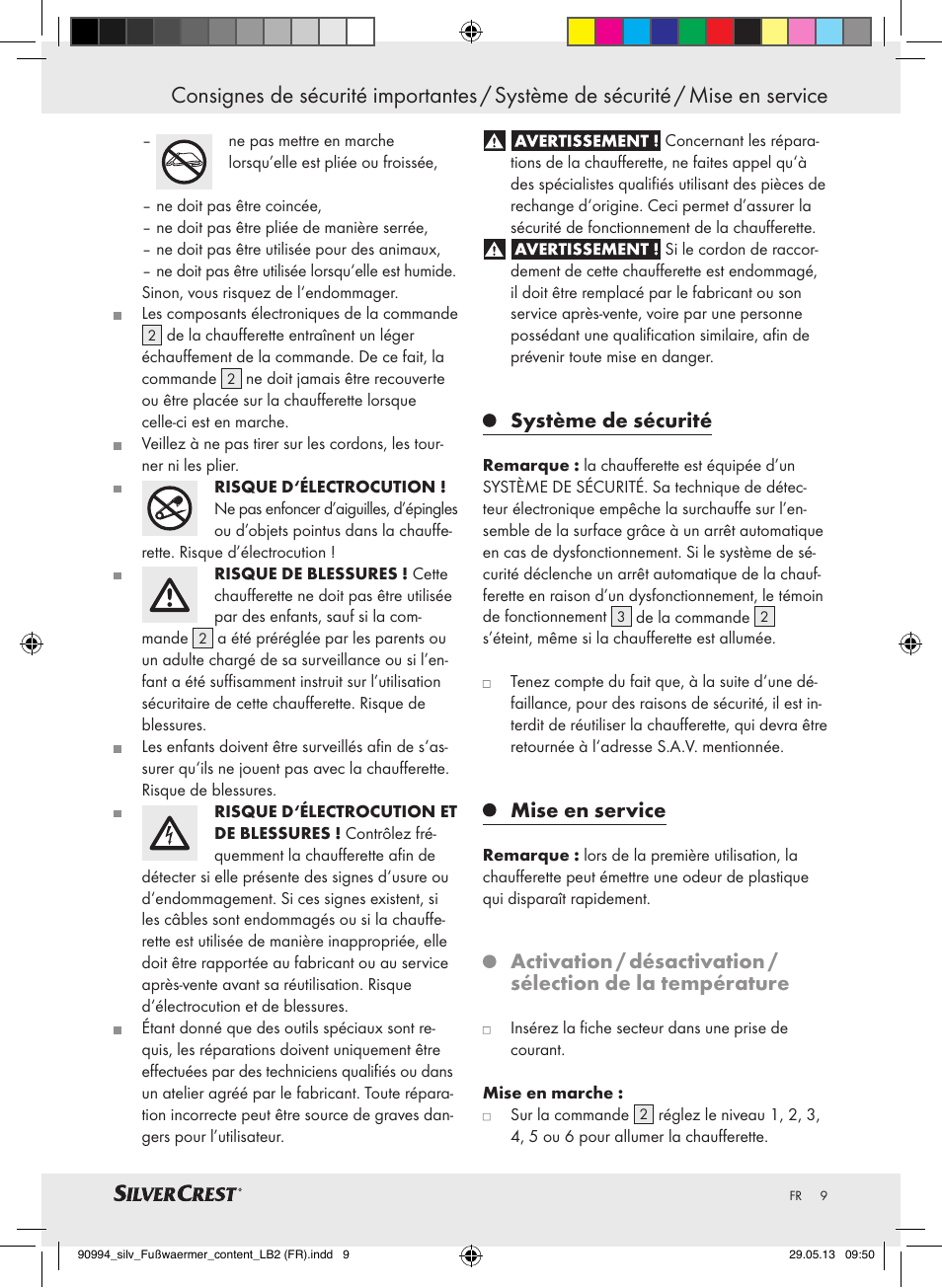 Système de sécurité, Mise en service | Silvercrest SFW 100 B2 User Manual | Page 9 / 29