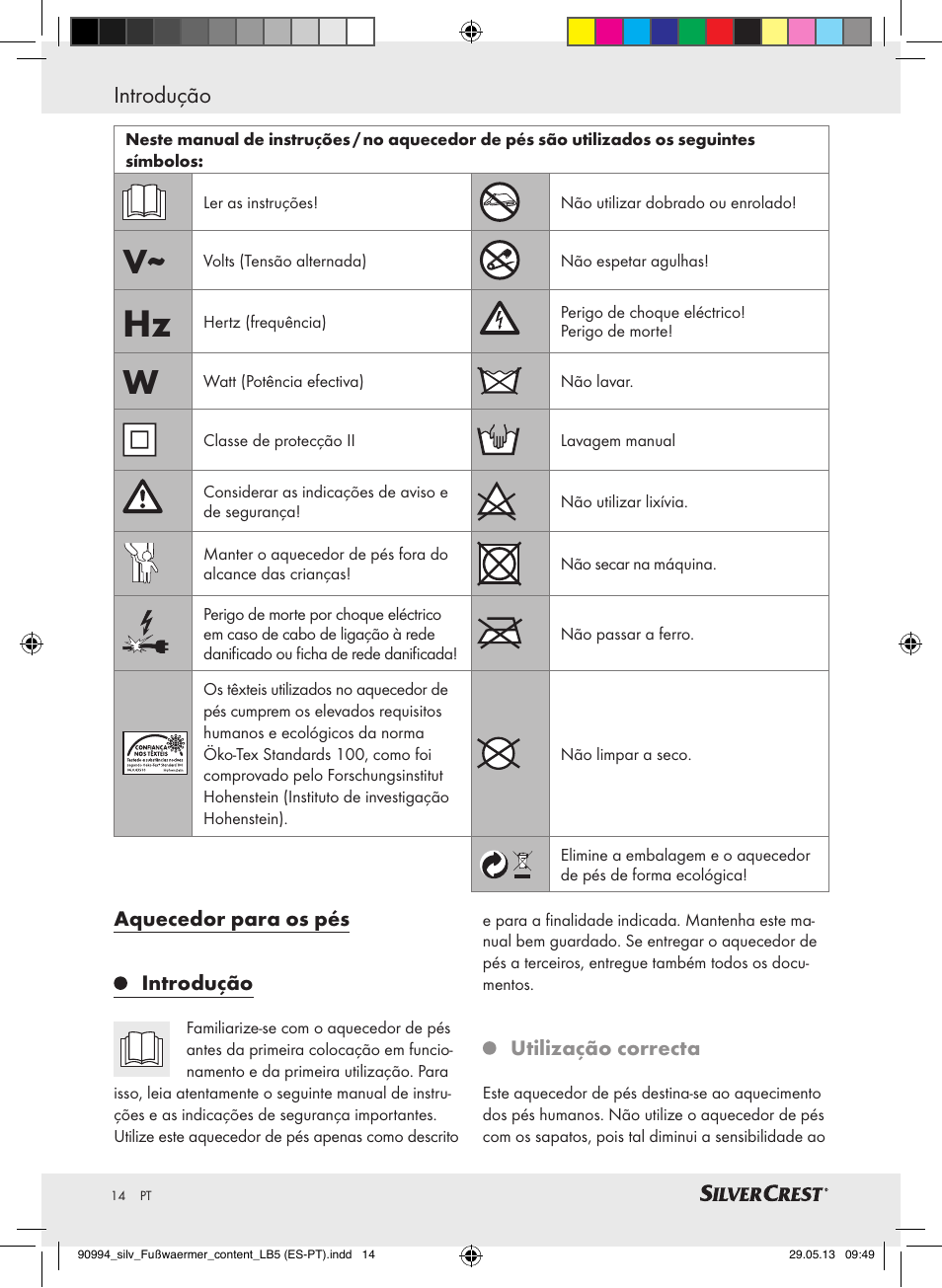 Introdução | Silvercrest SFW 100 B2 User Manual | Page 14 / 37