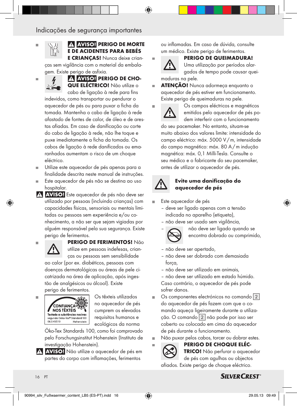 Indicações de segurança importantes | Silvercrest SFW 100 B2 User Manual | Page 16 / 37