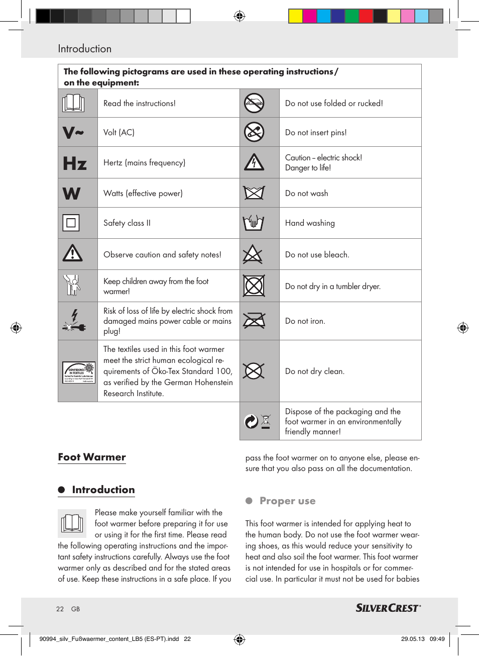 Introduction | Silvercrest SFW 100 B2 User Manual | Page 22 / 37