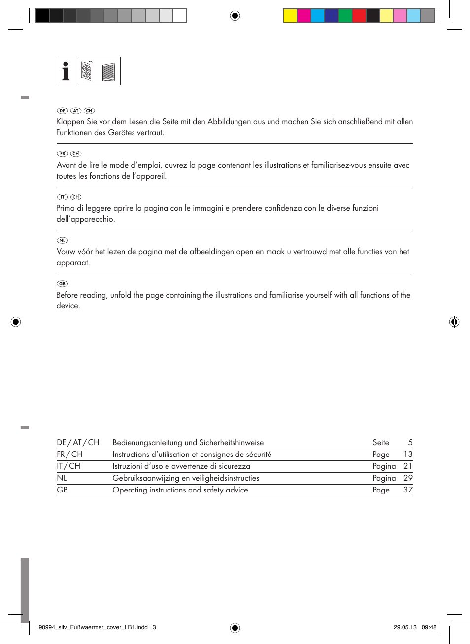 Chauffe-pieds | Silvercrest SFW 100 B2 User Manual | Page 2 / 45