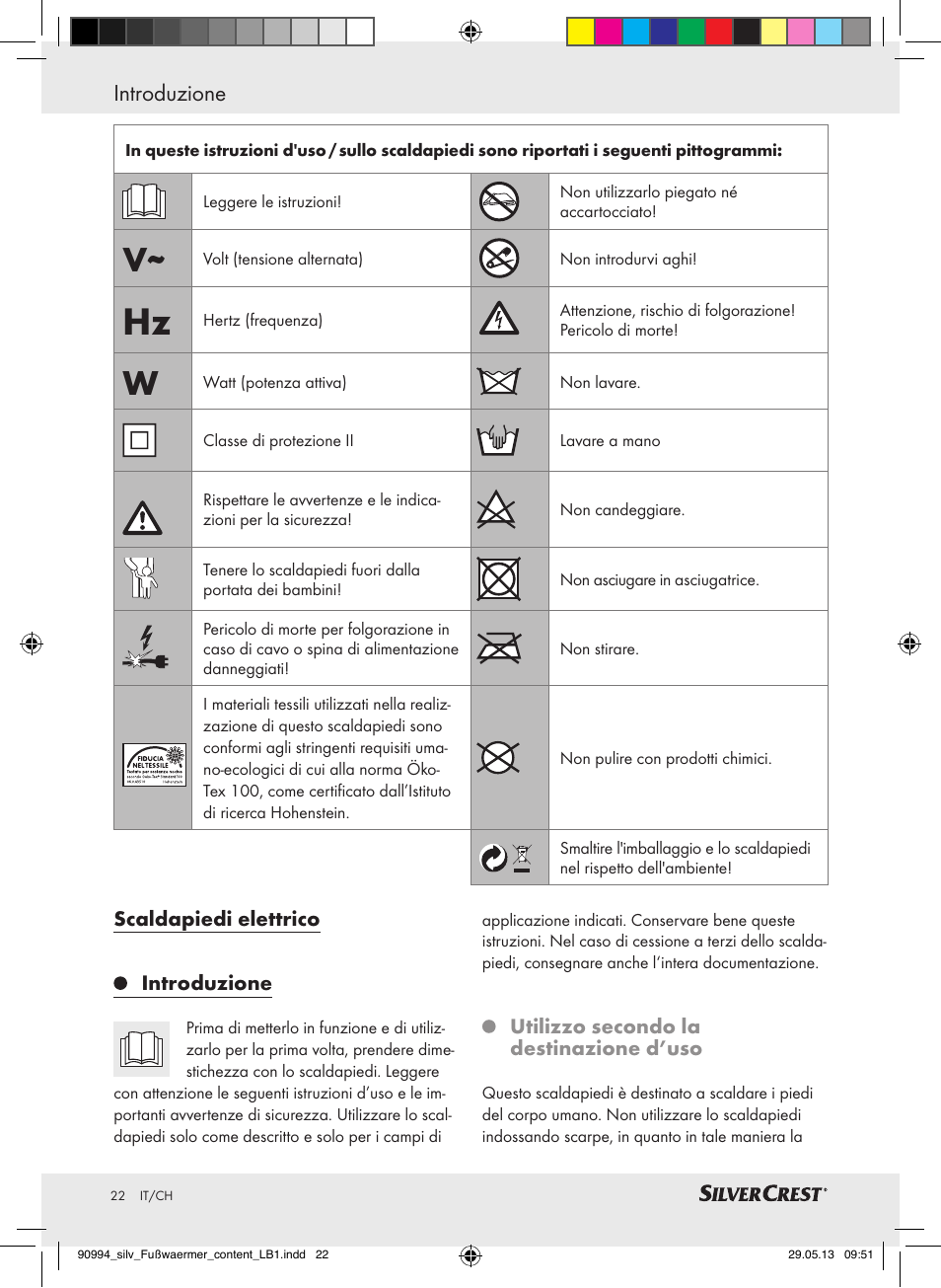 Introduzione | Silvercrest SFW 100 B2 User Manual | Page 22 / 45