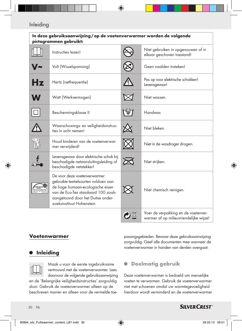 Inleiding | Silvercrest SFW 100 B2 User Manual | Page 30 / 45