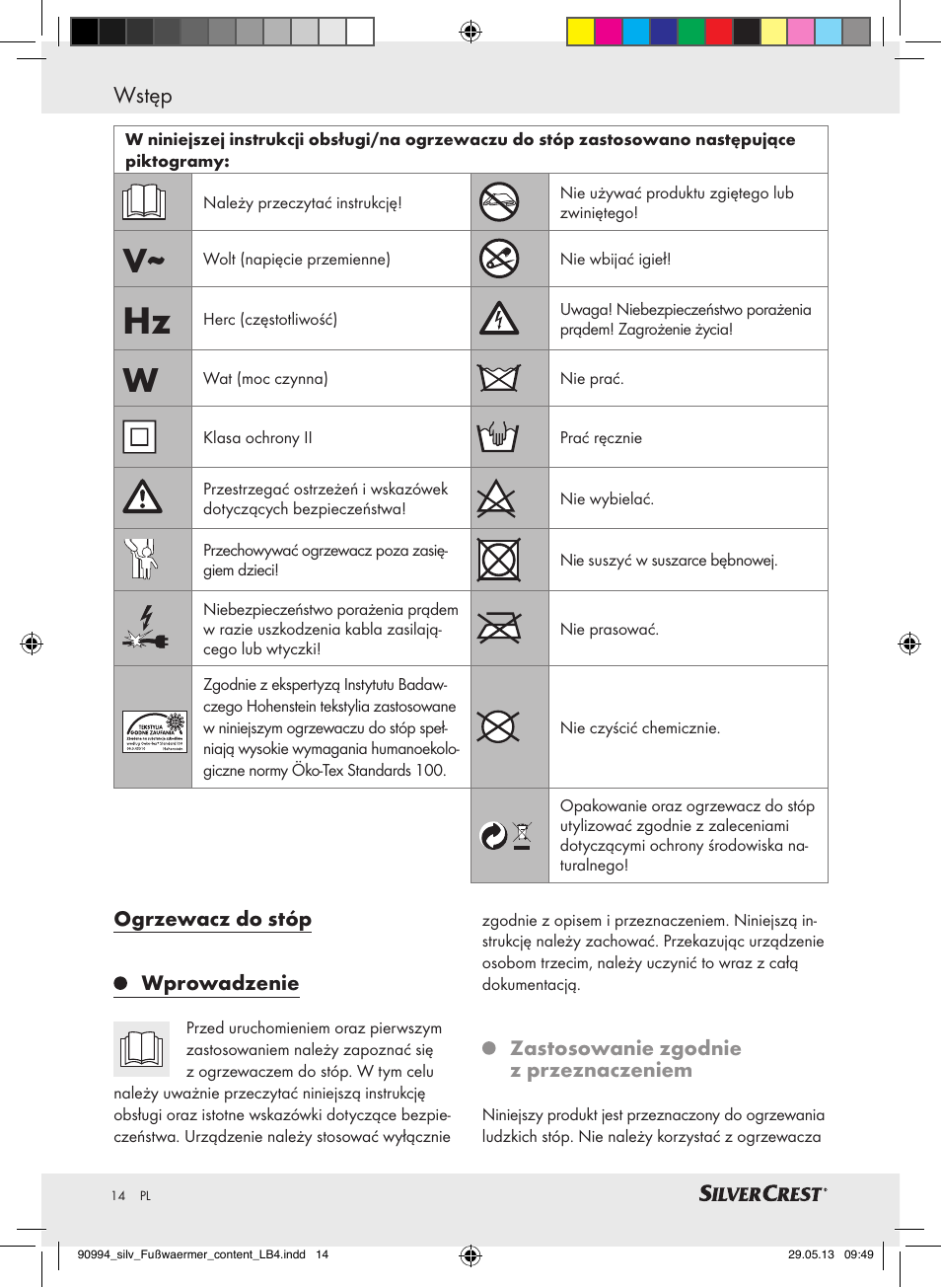 Wstęp | Silvercrest SFW 100 B2 User Manual | Page 14 / 61