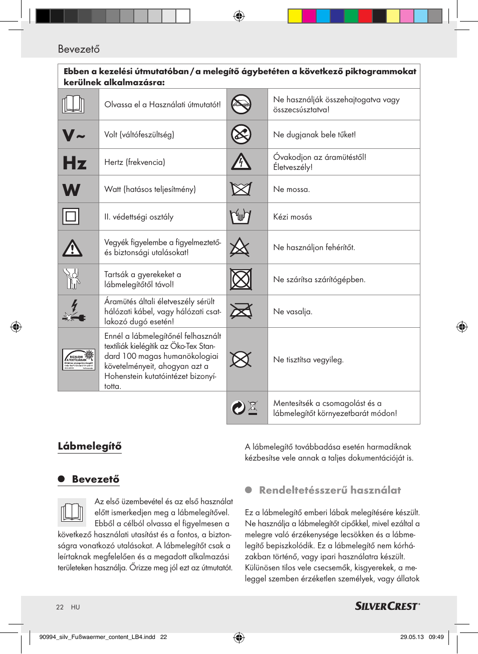 Bevezető | Silvercrest SFW 100 B2 User Manual | Page 22 / 61