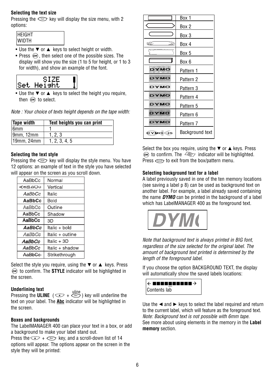 Lm400 | Dymo 400 User Manual | Page 8 / 13