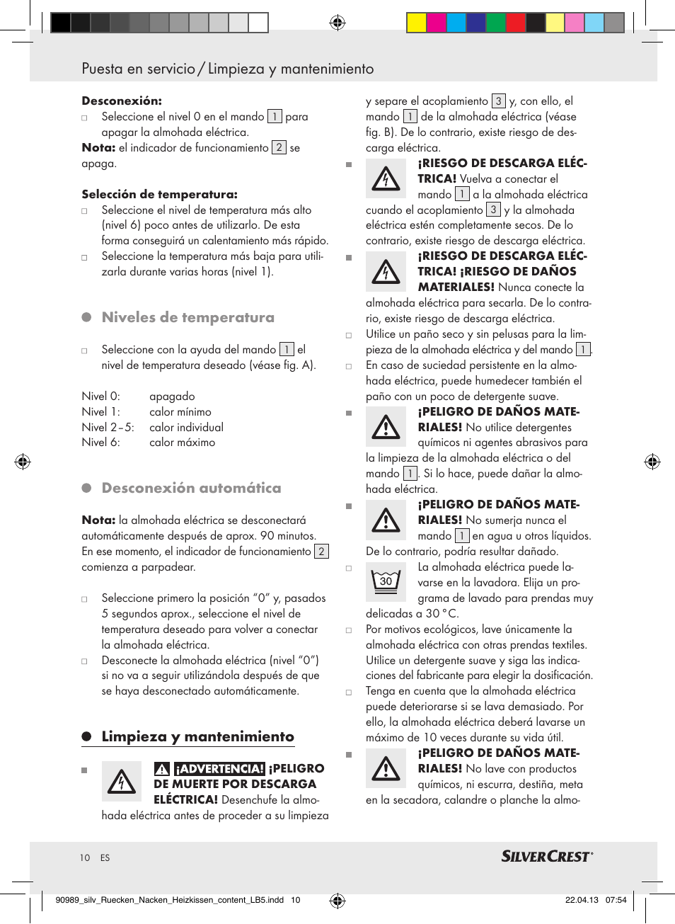 Puesta en servicio / limpieza y mantenimiento, Niveles de temperatura, Desconexión automática | Limpieza y mantenimiento | Silvercrest SRNH 100 B2 User Manual | Page 10 / 45