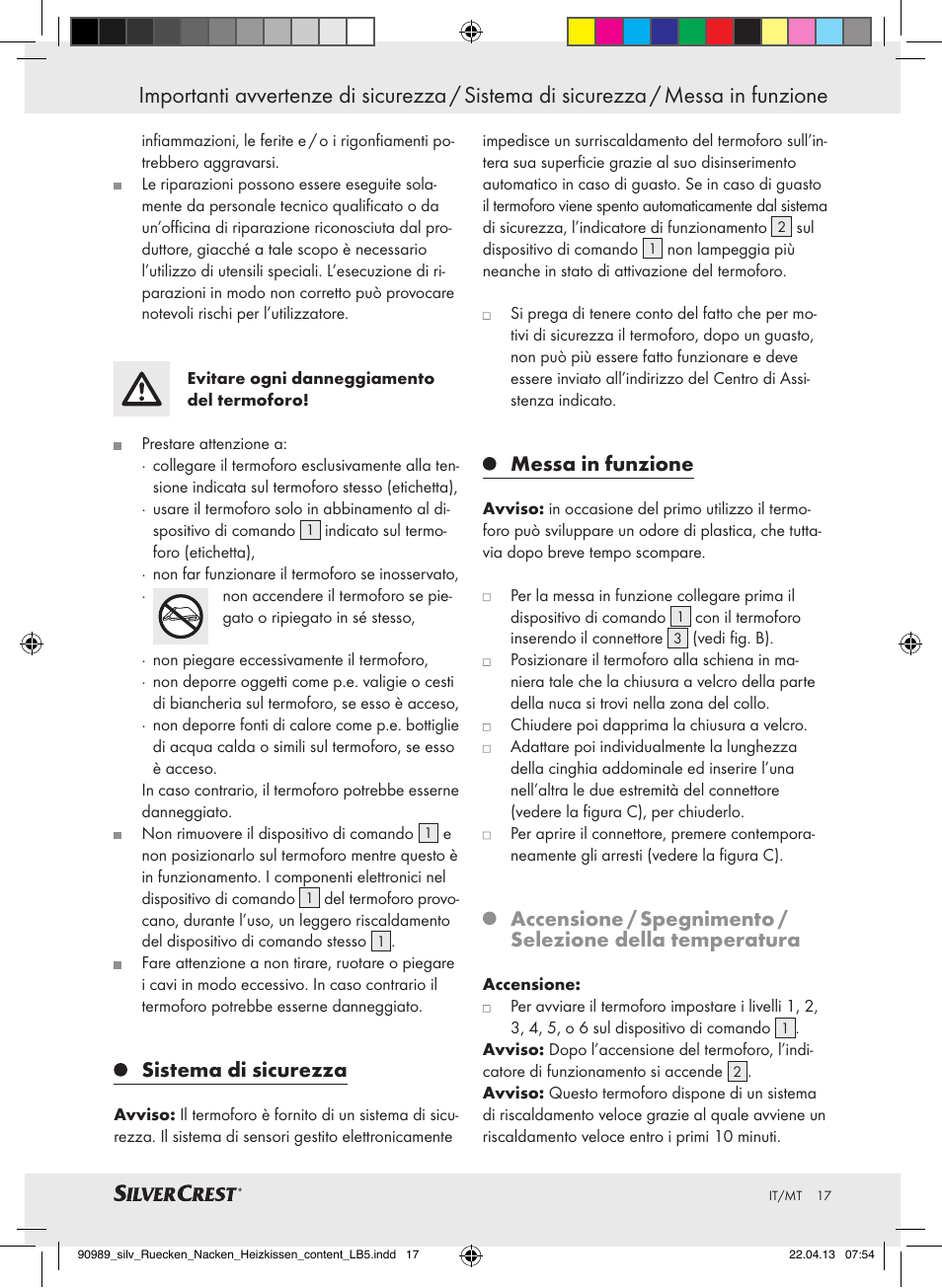 Sistema di sicurezza, Messa in funzione | Silvercrest SRNH 100 B2 User Manual | Page 17 / 45