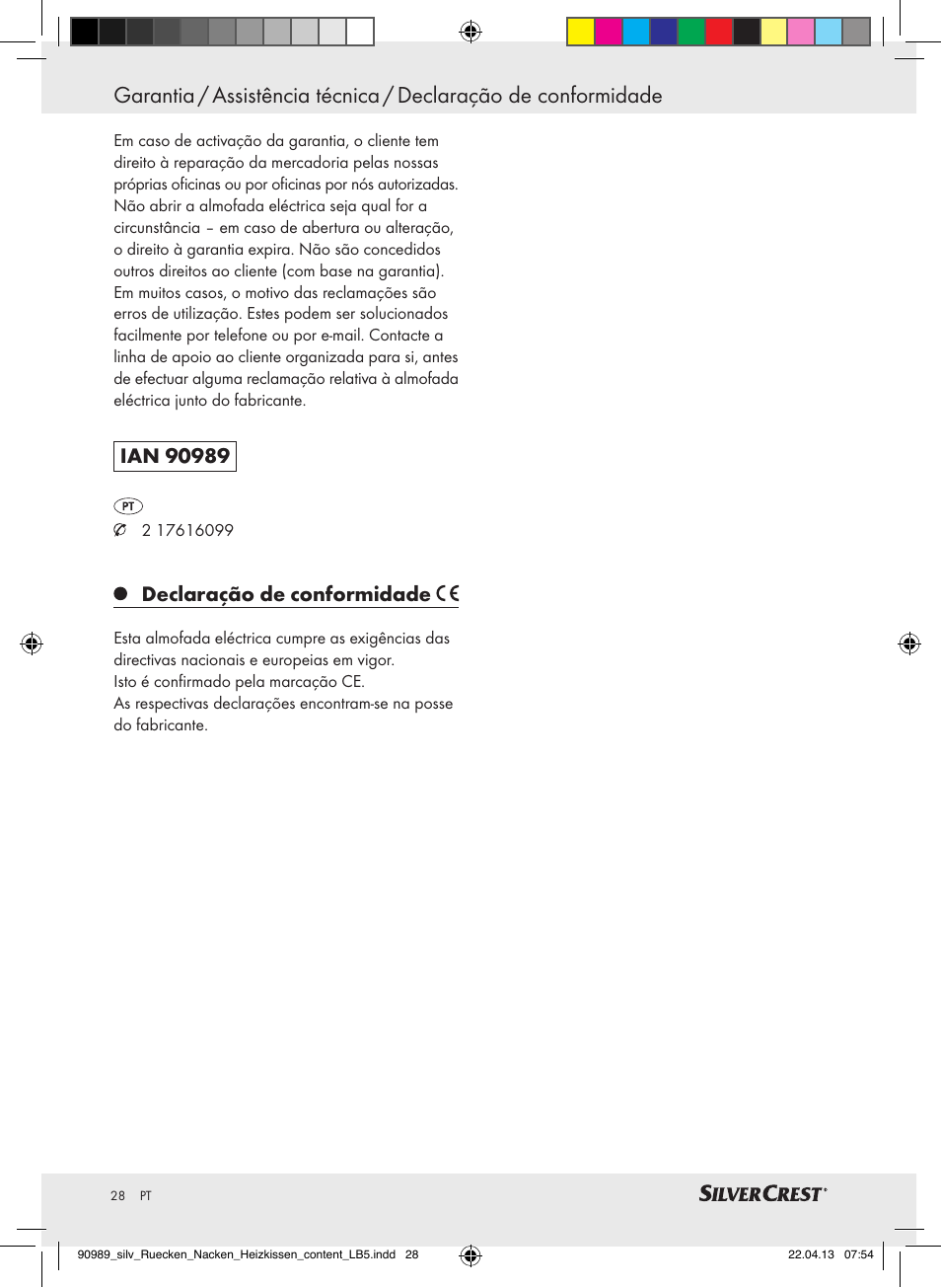 Declaração de conformidade | Silvercrest SRNH 100 B2 User Manual | Page 28 / 45