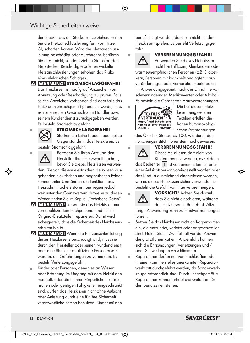 Wichtige sicherheitshinweise | Silvercrest SRNH 100 B2 User Manual | Page 32 / 37