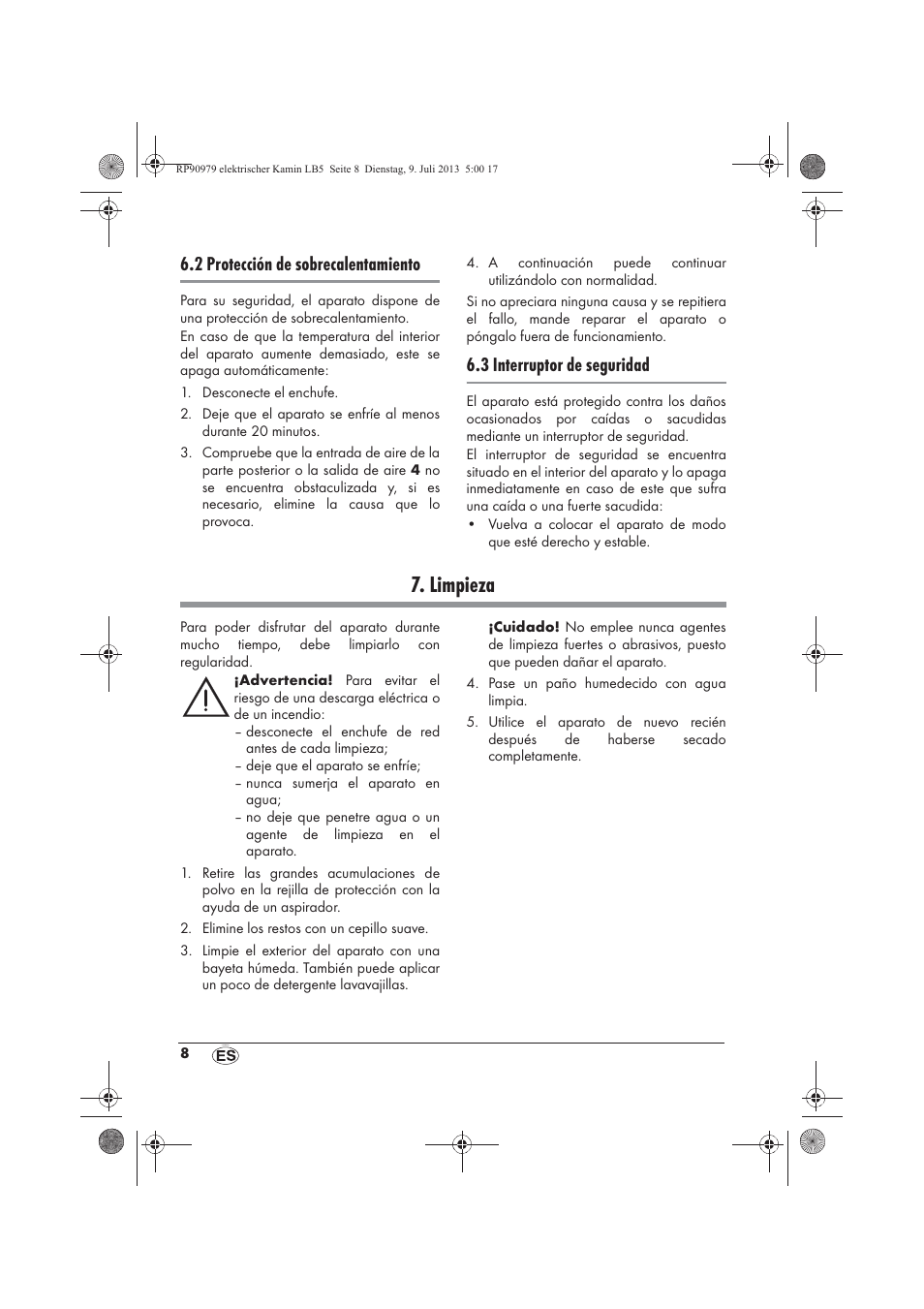 Limpieza, 2 protección de sobrecalentamiento, 3 interruptor de seguridad | Silvercrest SKE 1500 A1 User Manual | Page 10 / 50