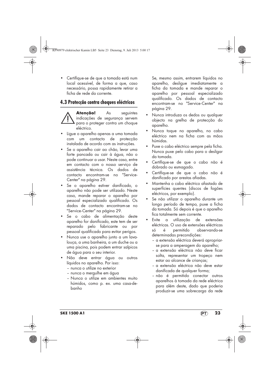 3 protecção contra choques eléctricos | Silvercrest SKE 1500 A1 User Manual | Page 25 / 50