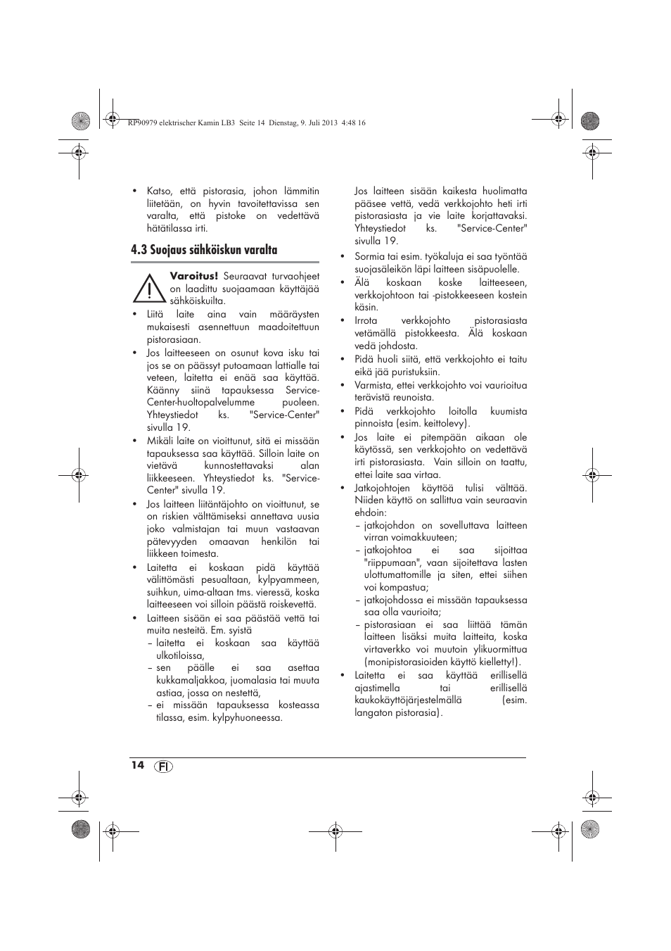 3 suojaus sähköiskun varalta | Silvercrest SKE 1500 A1 User Manual | Page 16 / 66