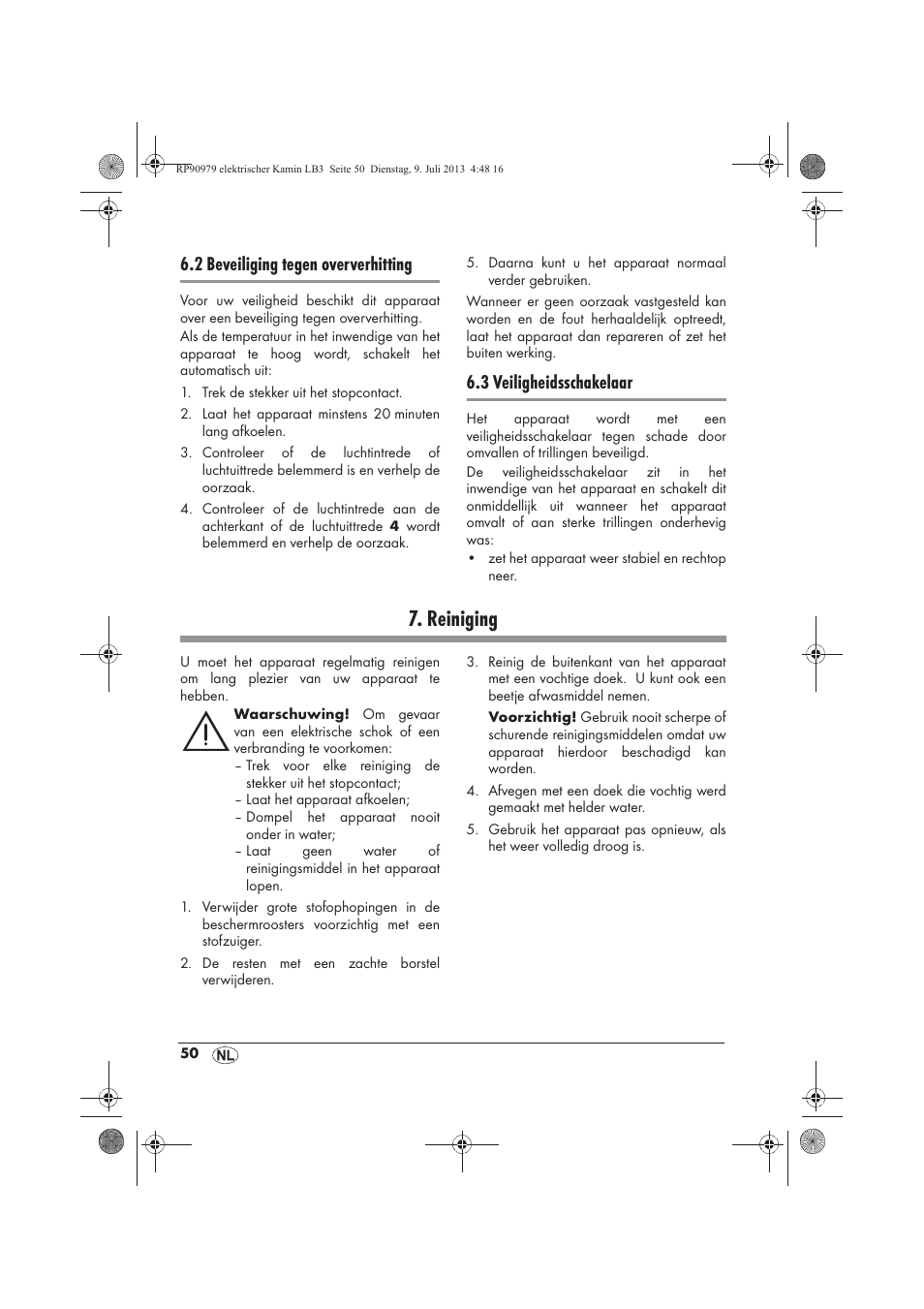 Reiniging, 2 beveiliging tegen oververhitting, 3 veiligheidsschakelaar | Silvercrest SKE 1500 A1 User Manual | Page 52 / 66