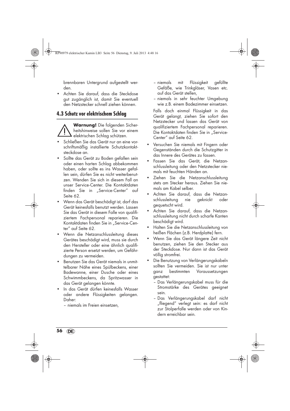 3 schutz vor elektrischem schlag | Silvercrest SKE 1500 A1 User Manual | Page 58 / 66