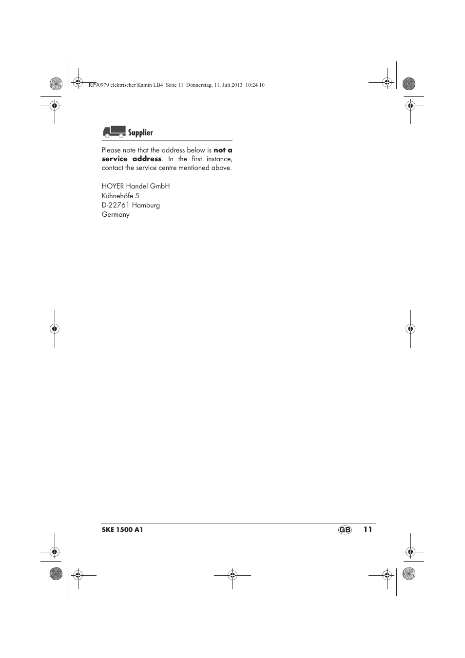 Supplier | Silvercrest SKE 1500 A1 User Manual | Page 13 / 70