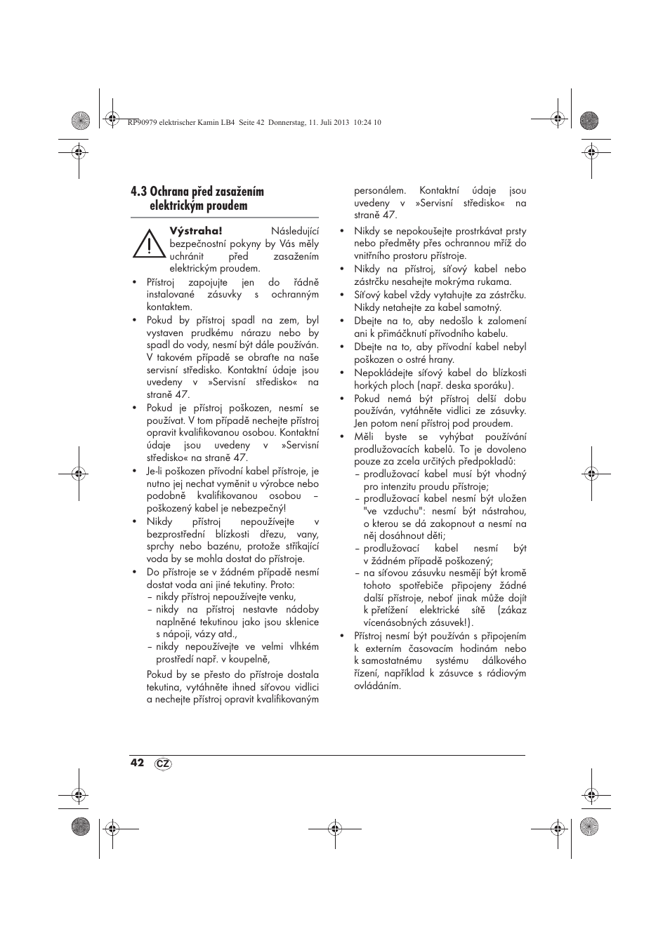 3 ochrana před zasažením elektrickým proudem | Silvercrest SKE 1500 A1 User Manual | Page 44 / 70