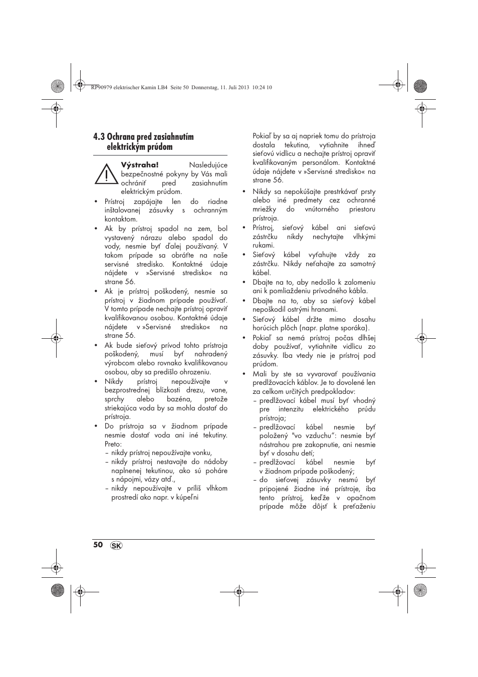 3 ochrana pred zasiahnutím elektrickým prúdom | Silvercrest SKE 1500 A1 User Manual | Page 52 / 70