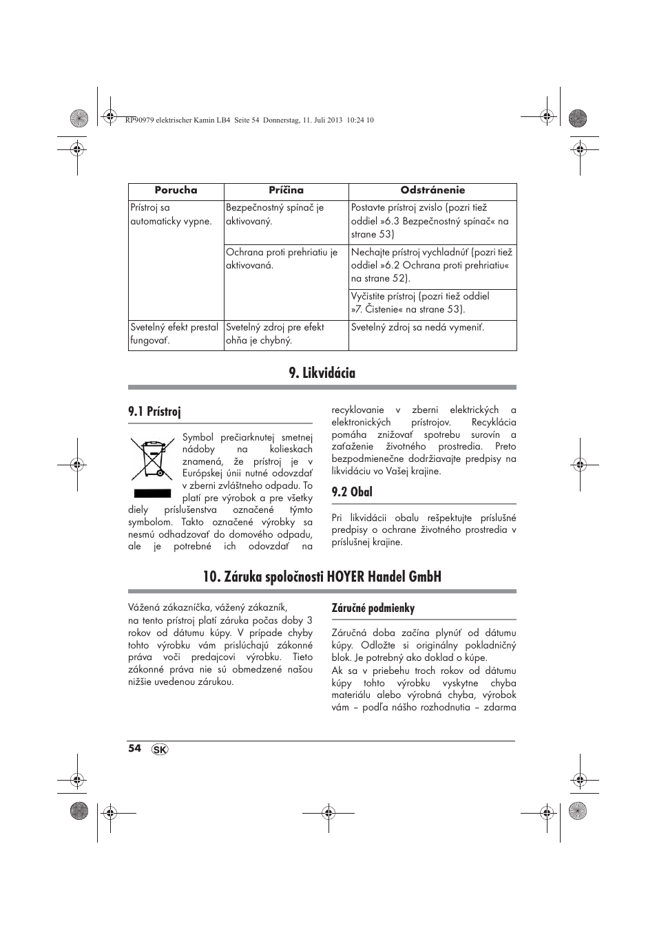 Likvidácia, Záruka spoločnosti hoyer handel gmbh, 1 prístroj | 2 obal | Silvercrest SKE 1500 A1 User Manual | Page 56 / 70