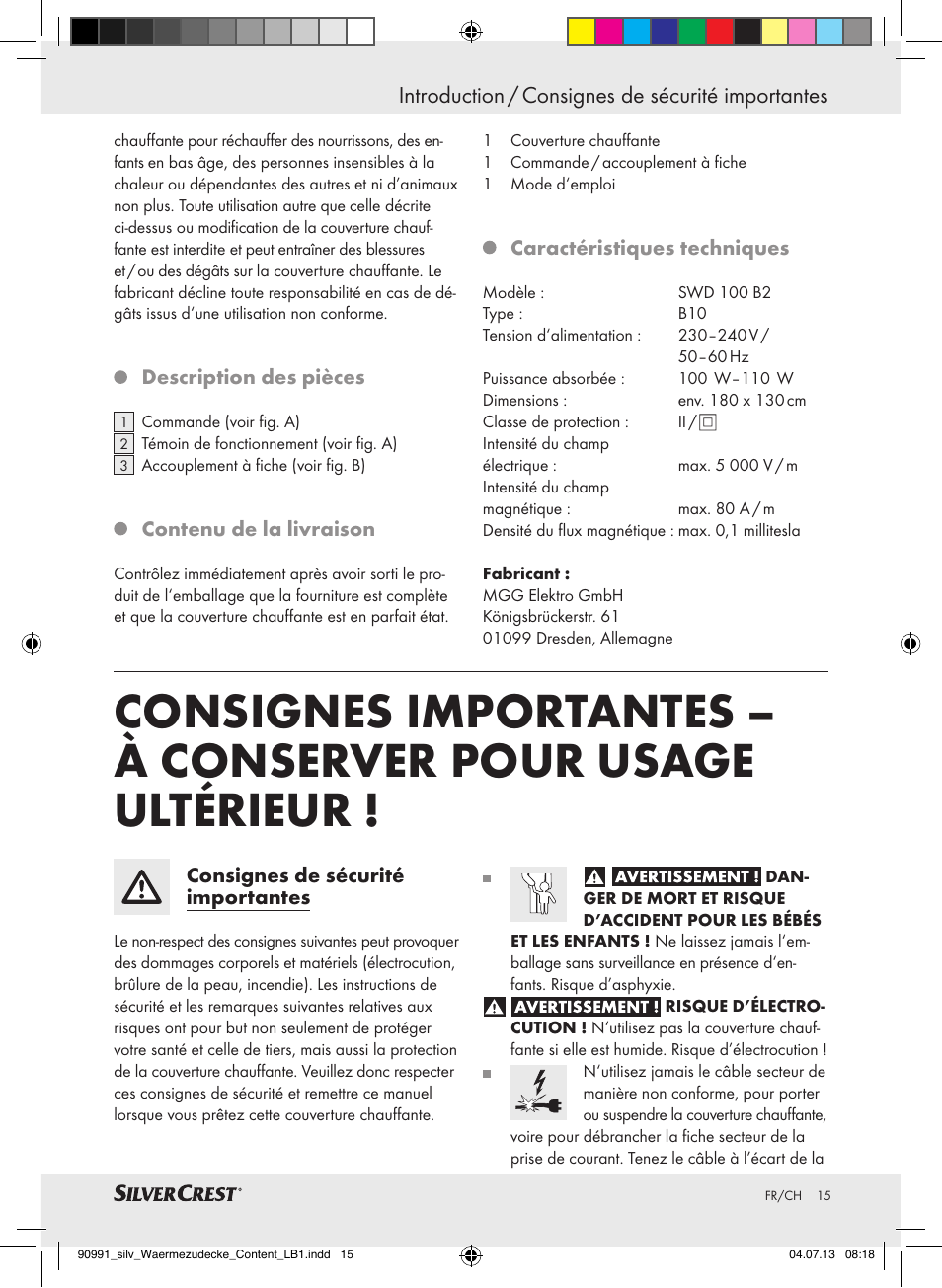 Silvercrest SWD 100 B2 User Manual | Page 15 / 44