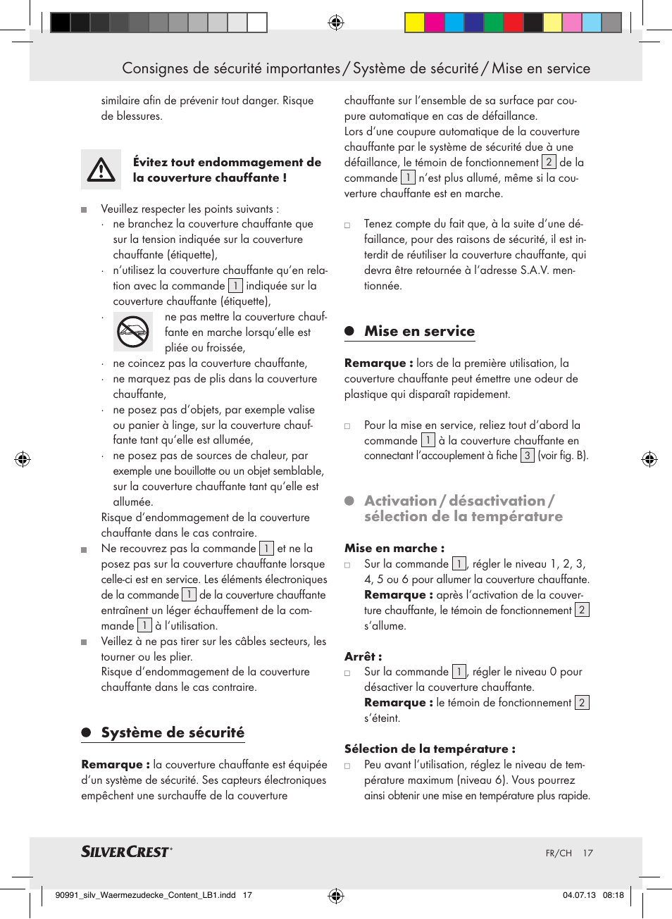 Système de sécurité, Mise en service | Silvercrest SWD 100 B2 User Manual | Page 17 / 44