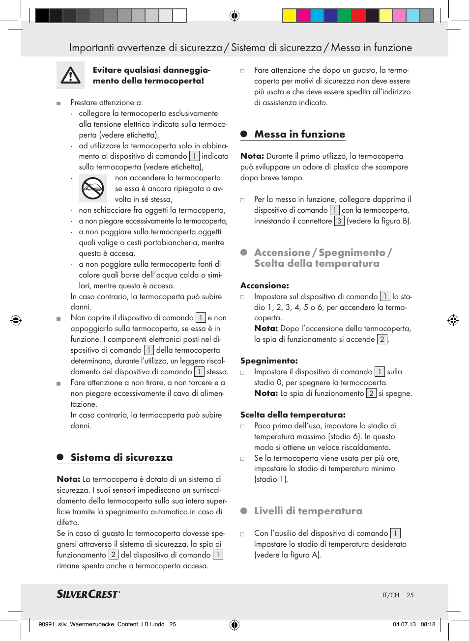 Sistema di sicurezza, Messa in funzione, Livelli di temperatura | Silvercrest SWD 100 B2 User Manual | Page 25 / 44