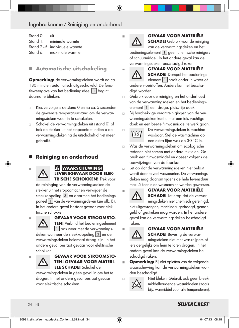 Automatische uitschakeling, Reiniging en onderhoud | Silvercrest SWD 100 B2 User Manual | Page 34 / 44