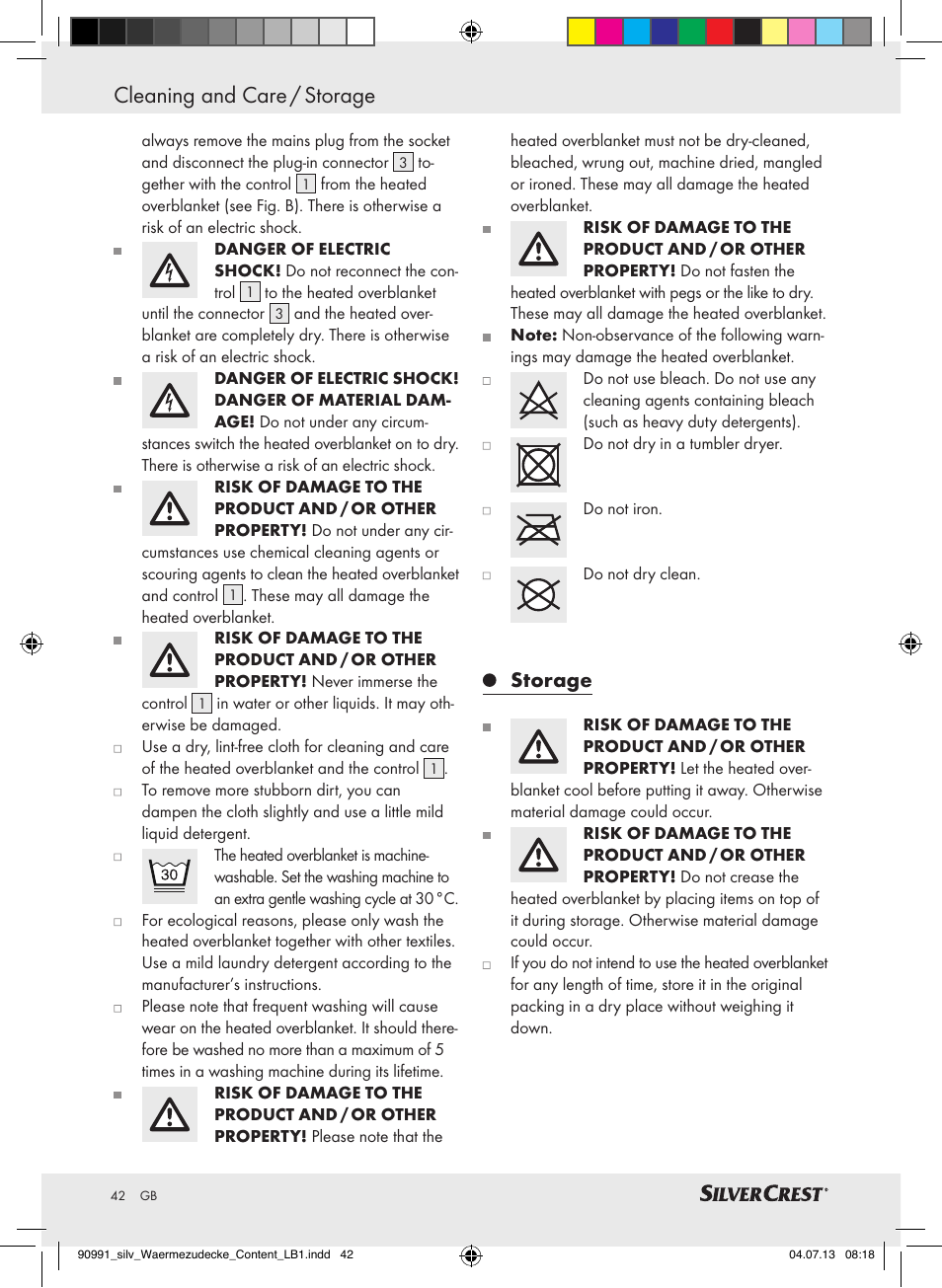 Storage | Silvercrest SWD 100 B2 User Manual | Page 42 / 44