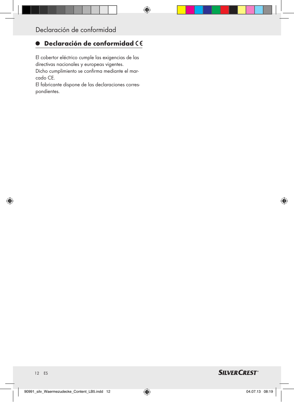 Declaración de conformidad, Indice | Silvercrest SWD 100 B2 User Manual | Page 12 / 45