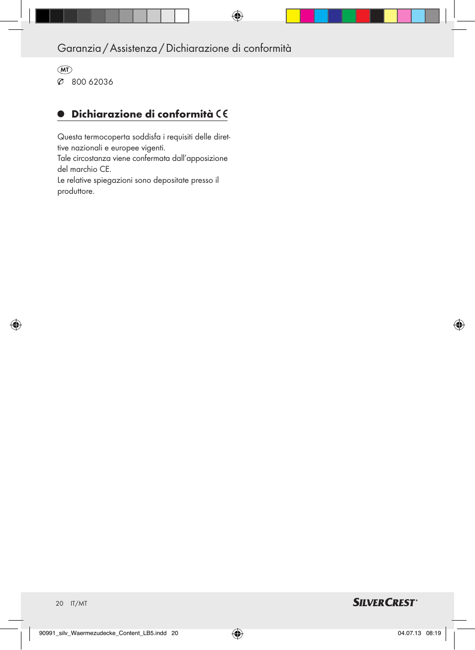 Dichiarazione di conformità | Silvercrest SWD 100 B2 User Manual | Page 20 / 45