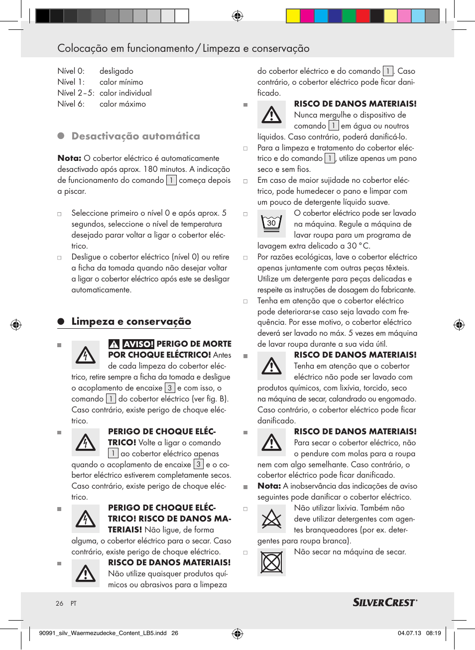 Desactivação automática, Limpeza e conservação | Silvercrest SWD 100 B2 User Manual | Page 26 / 45