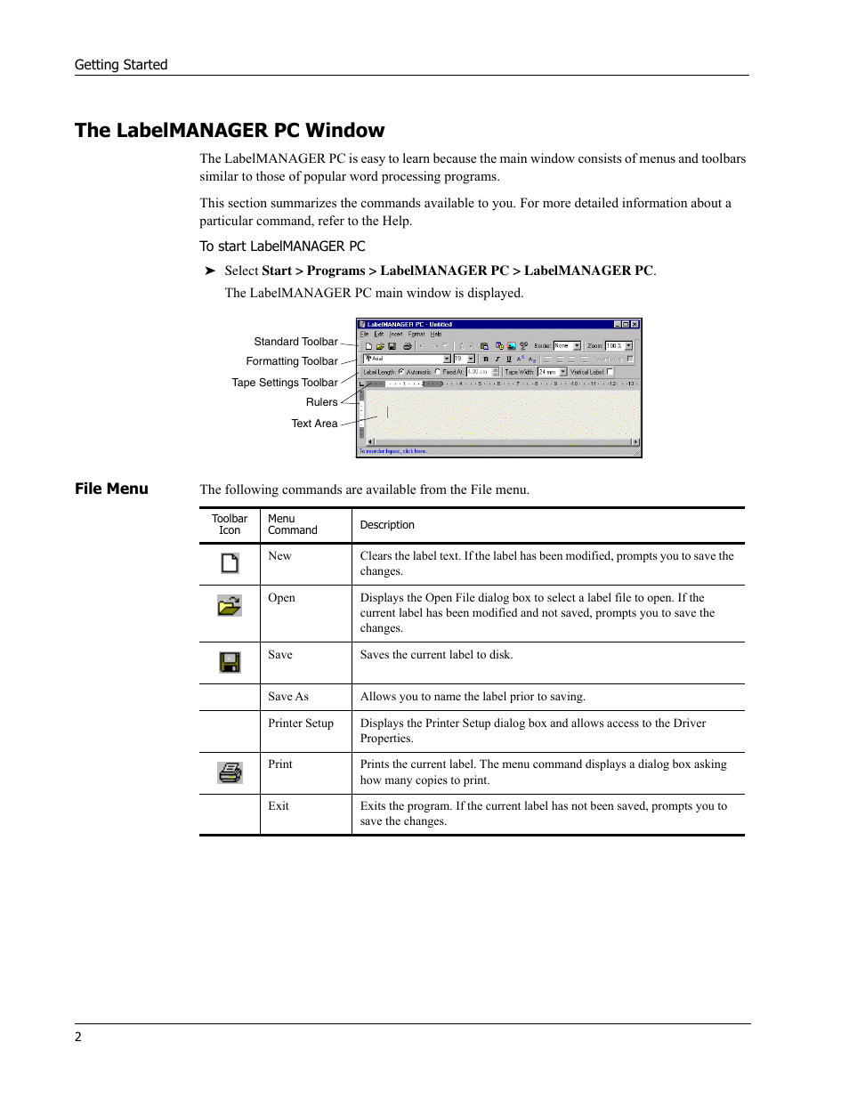 The labelmanager pc window | Dymo Label Manager PC User Manual | Page 6 / 28