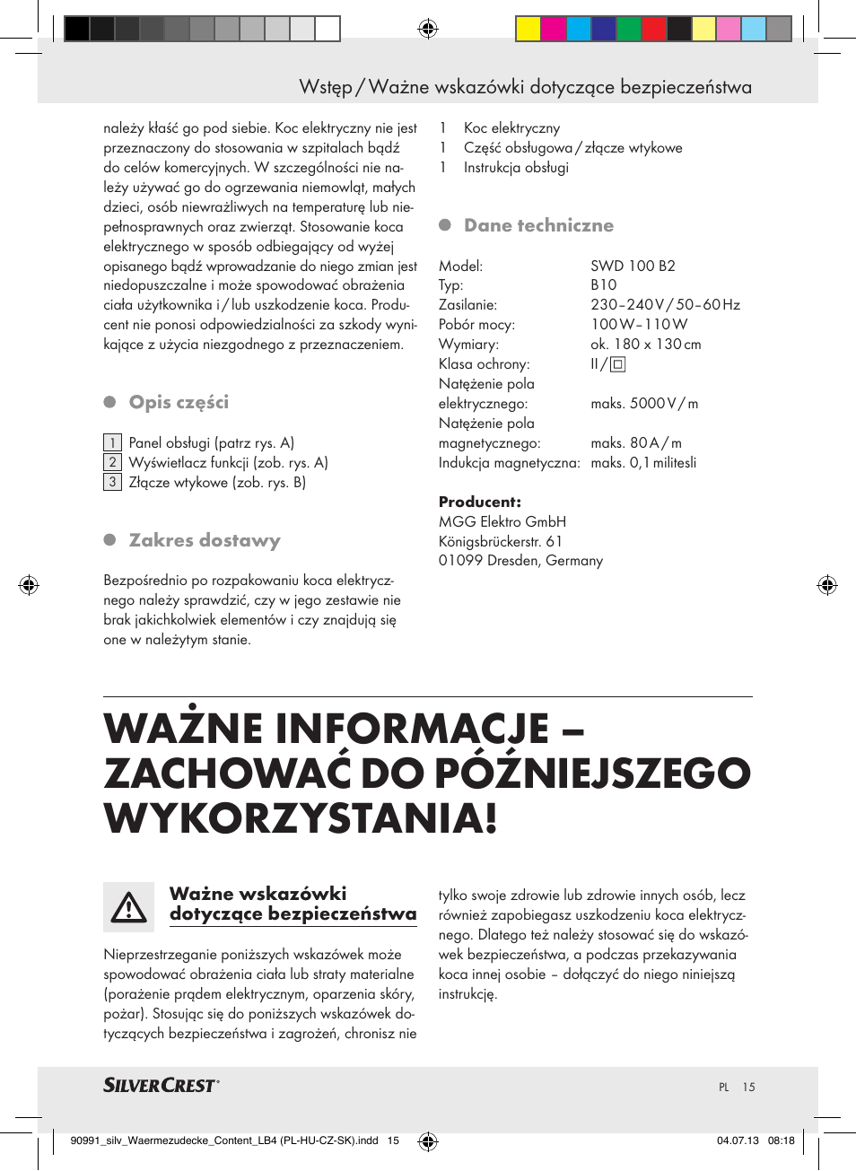 Silvercrest SWD 100 B2 User Manual | Page 15 / 57