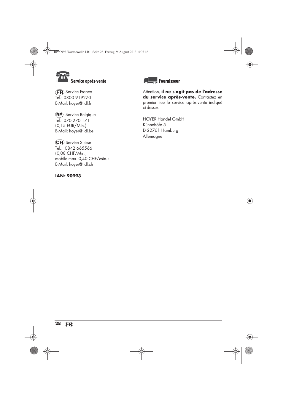 Service après-vente, Fournisseur | Silvercrest SWW 1500 B2 User Manual | Page 30 / 70