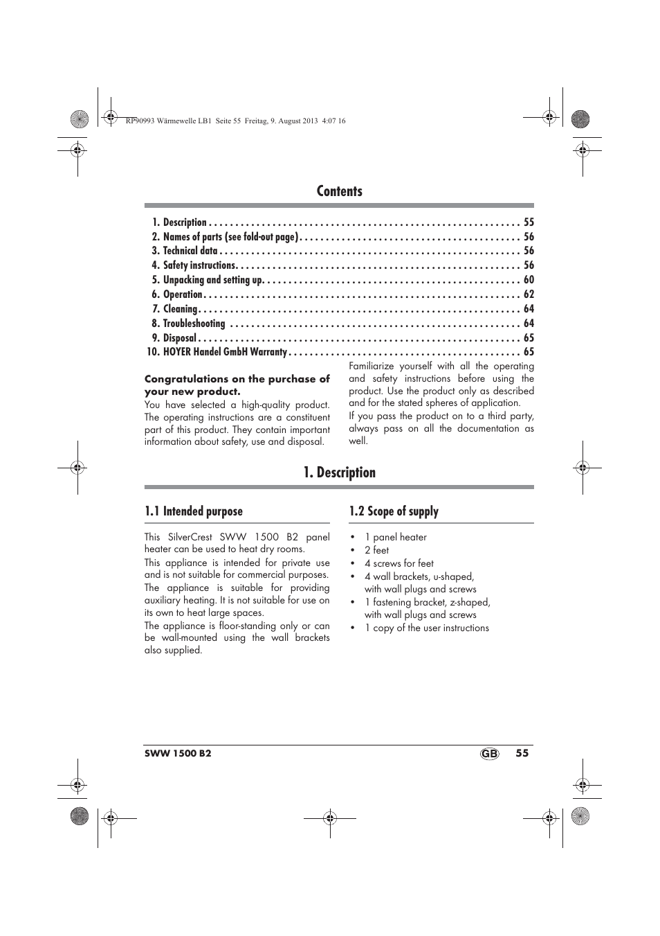 Silvercrest SWW 1500 B2 User Manual | Page 57 / 70