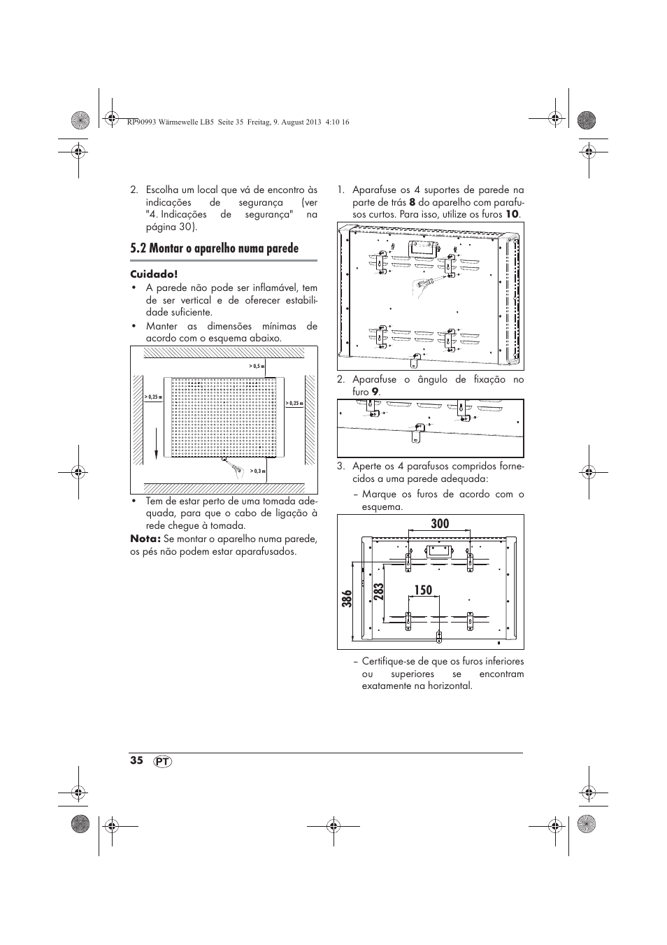 2 montar o aparelho numa parede | Silvercrest SWW 1500 B2 User Manual | Page 37 / 70