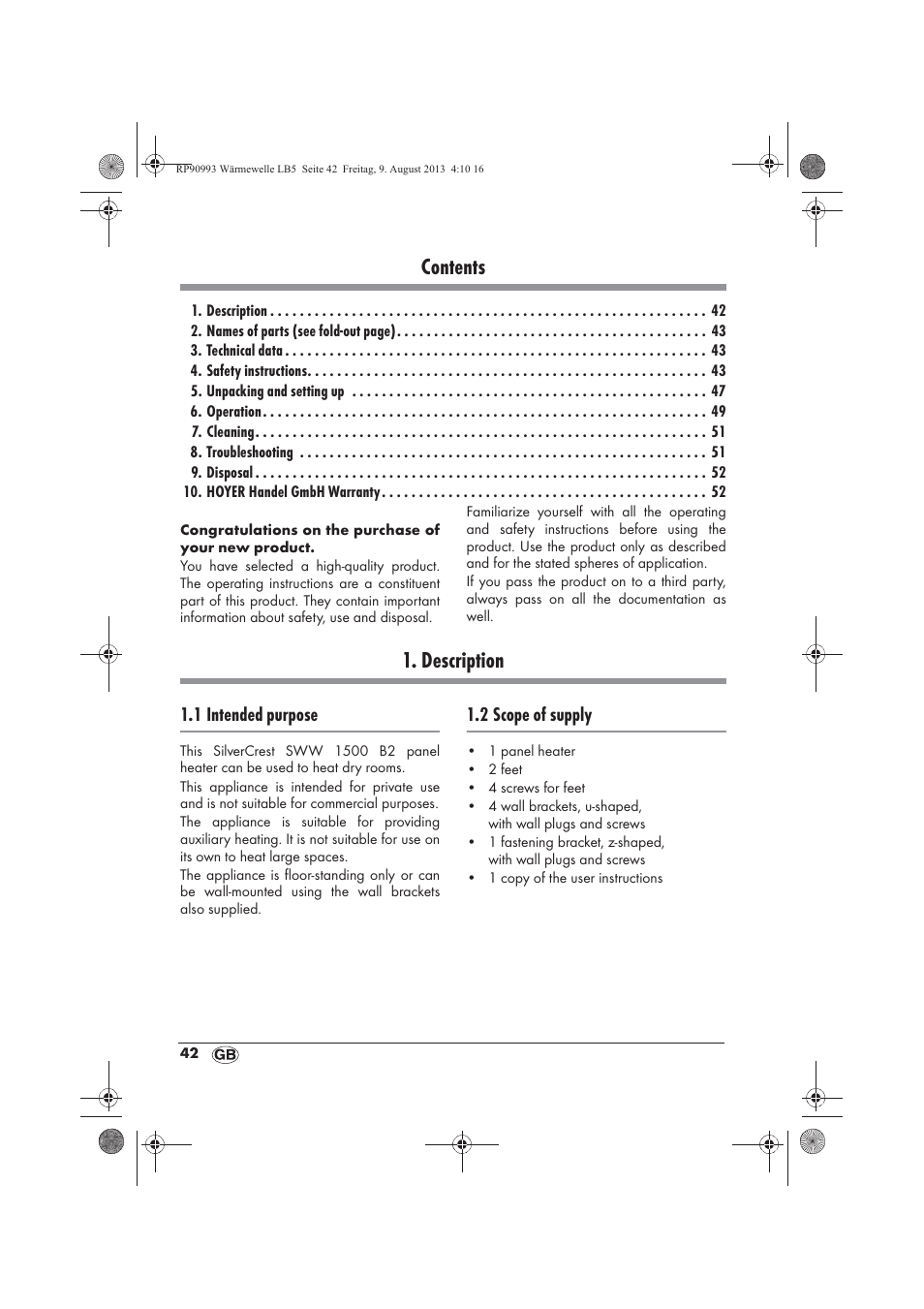Silvercrest SWW 1500 B2 User Manual | Page 44 / 70