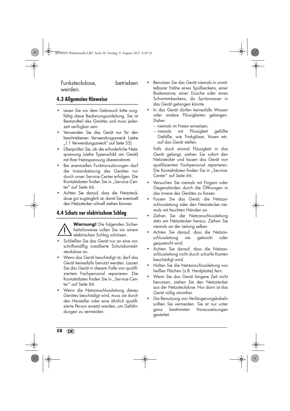 4 schutz vor elektrischem schlag | Silvercrest SWW 1500 B2 User Manual | Page 60 / 70