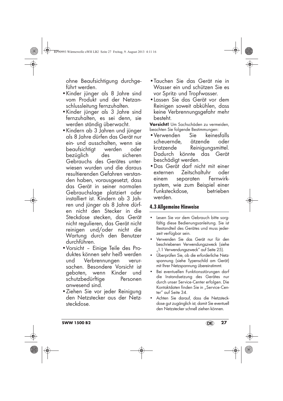 Silvercrest SWW 1500 B2 User Manual | Page 29 / 50