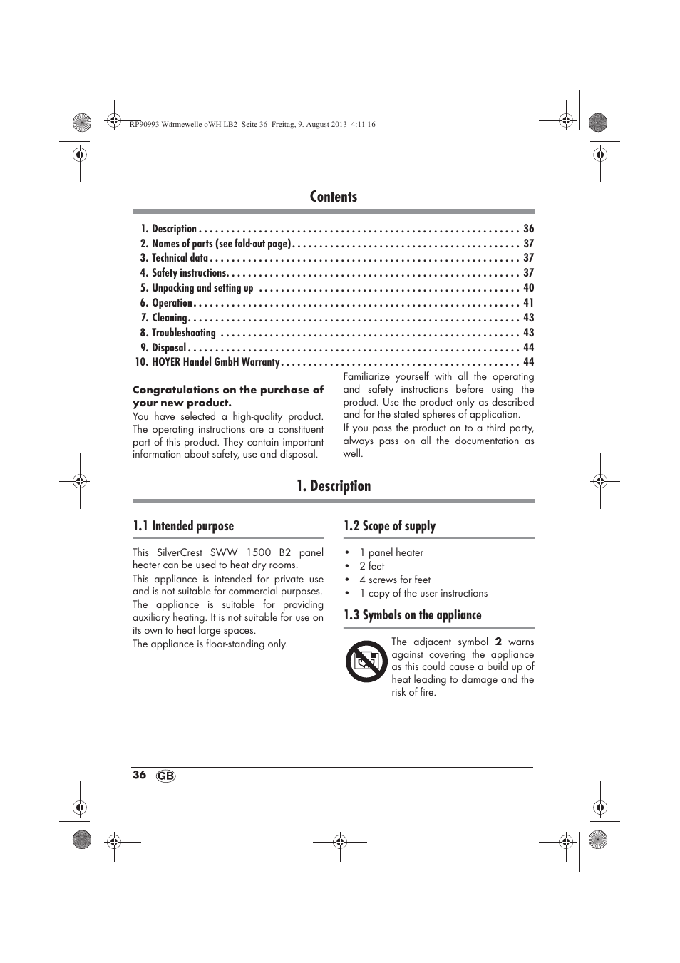 Silvercrest SWW 1500 B2 User Manual | Page 38 / 50